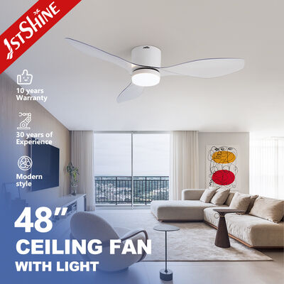 Buen precio Fan de techo moderno de plástico de 48 pulgadas con luz LED y control inteligente de APP para el dormitorio en línea