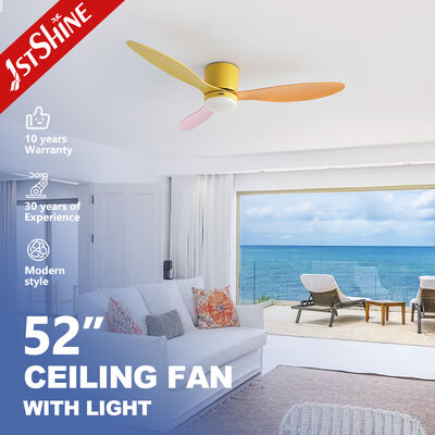 Buen precio Ventilador de techo de macarrón personalizado de 52 pulgadas moderno con control ligero e inteligente para techos bajos en línea