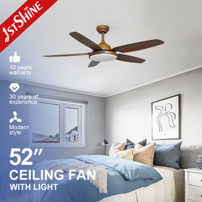 Buen precio Ventilador de techo de grano de madera de 52 pulgadas con motor de cobre ligero para el salón en línea