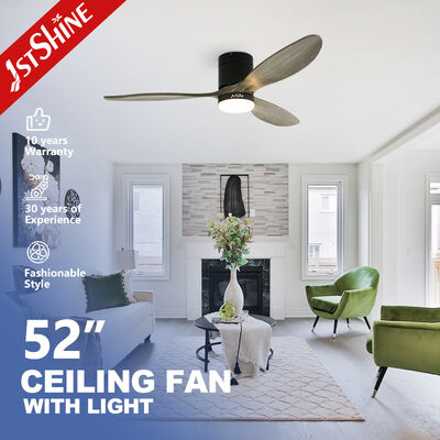 Buen precio 52 pulgadas de hojas de madera maciza ventilador de techo de montaje con luz LED para interiores modernos En línea